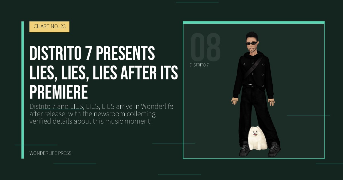 Wonderlife Press: Distrito 7 presents LIES, LIES, LIES after its premiere. artist portrait. CHART NO. 23.