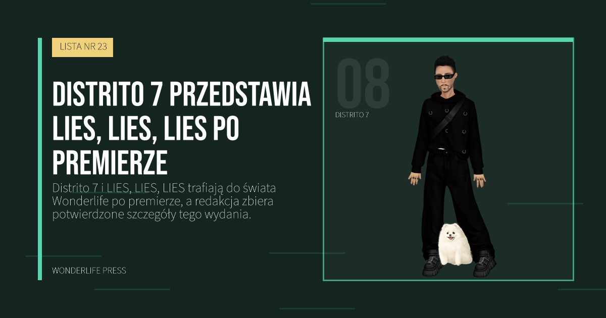 Wonderlife Press: Distrito 7 przedstawia LIES, LIES, LIES po premierze. portret artystów. LISTA NR 23.