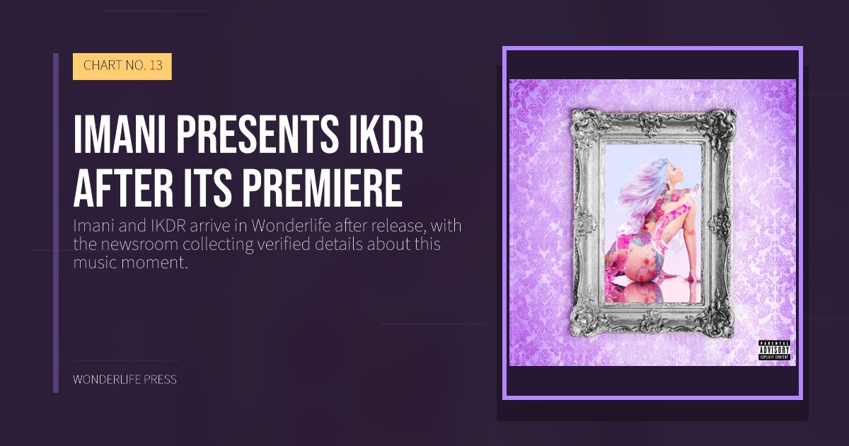 Wonderlife Press: Imani presents IKDR after its premiere. release artwork. CHART NO. 13.