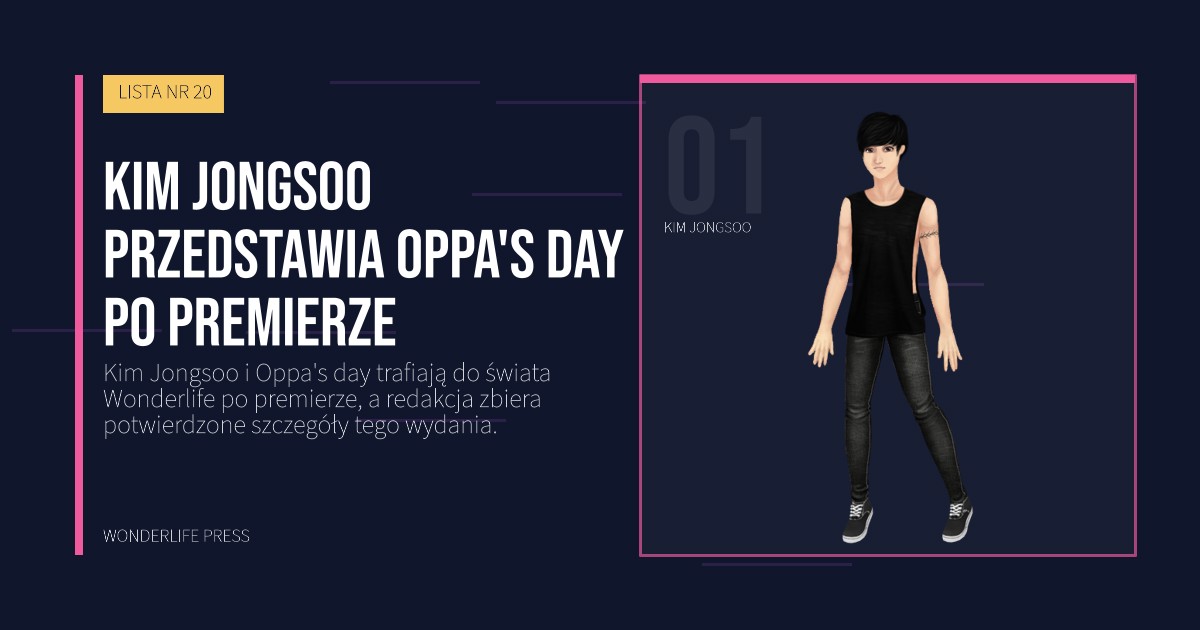 Wonderlife Press: Kim Jongsoo przedstawia Oppa's day po premierze. portret artystów. LISTA NR 20.