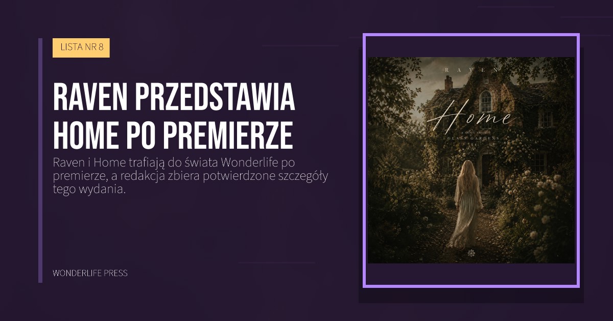 Wonderlife Press: Raven przedstawia Home po premierze. okładka wydawnictwa. LISTA NR 8.