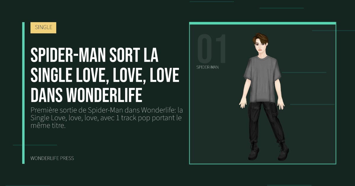 Wonderlife Press: Spider-Man sort la Single Love, love, love dans Wonderlife. portrait des artistes. SINGLE.
