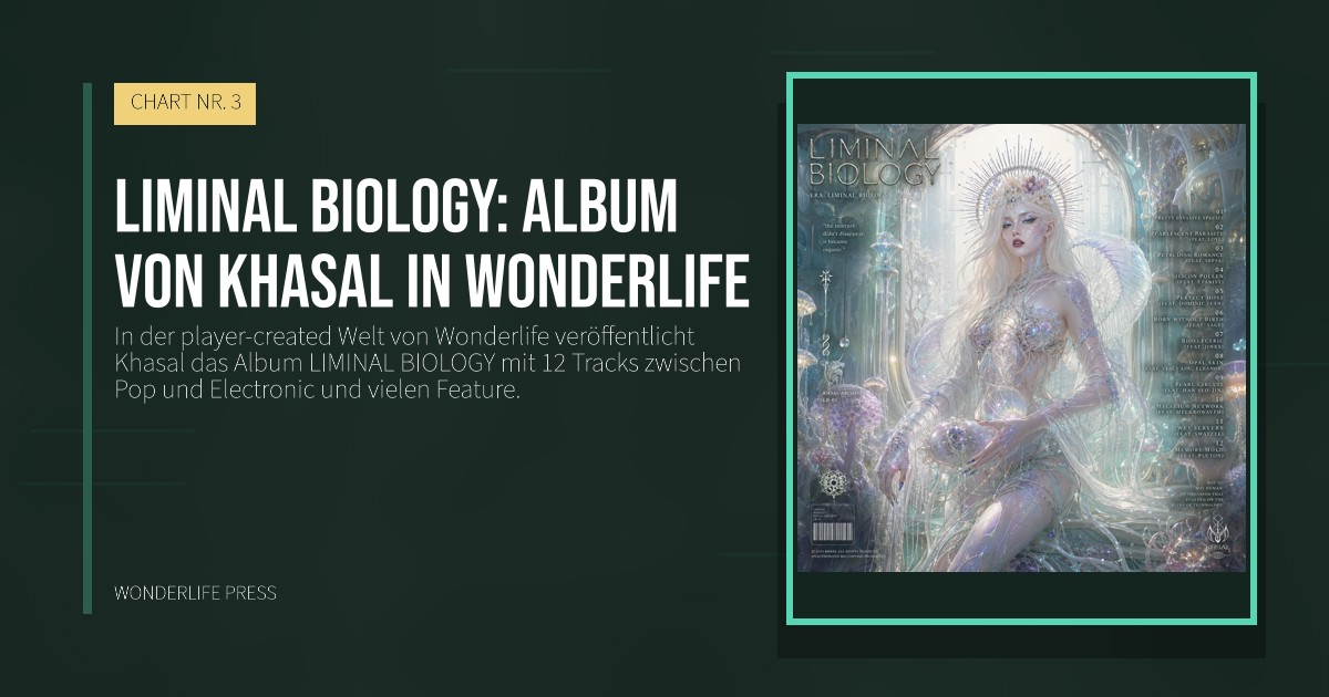 Wonderlife Press: LIMINAL BIOLOGY: Album von Khasal in Wonderlife. Veröffentlichungscover. CHART NR. 3.