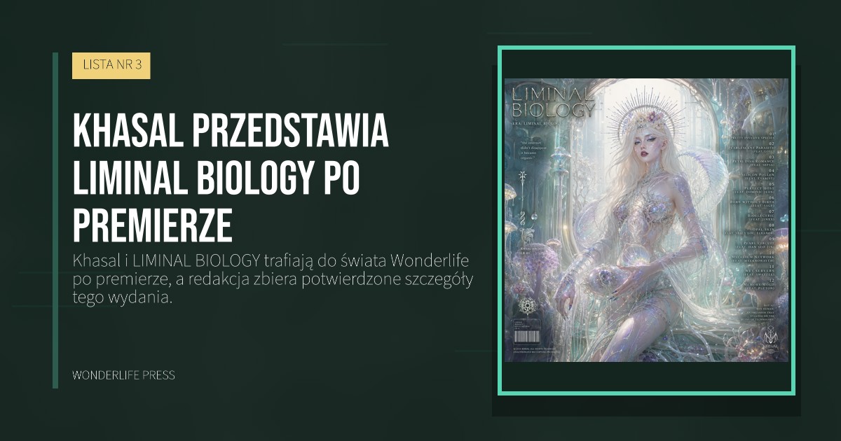 Wonderlife Press: Khasal przedstawia LIMINAL BIOLOGY po premierze. okładka wydawnictwa. LISTA NR 3.