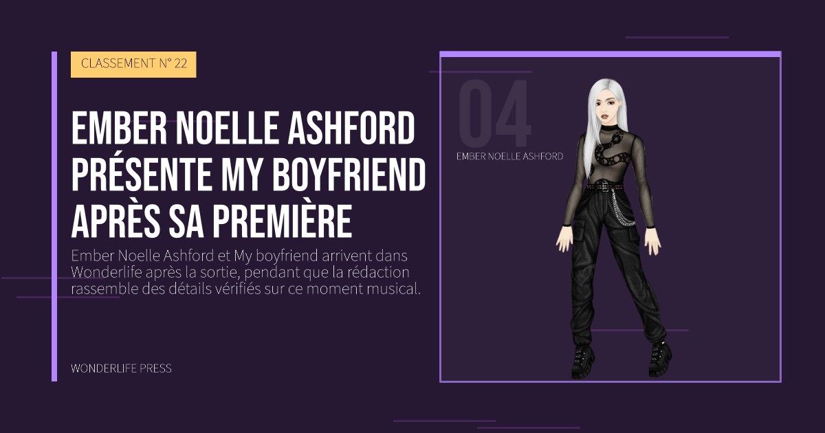 Wonderlife Press: Ember Noelle Ashford présente My boyfriend après sa première. portrait des artistes. CLASSEMENT N° 22.