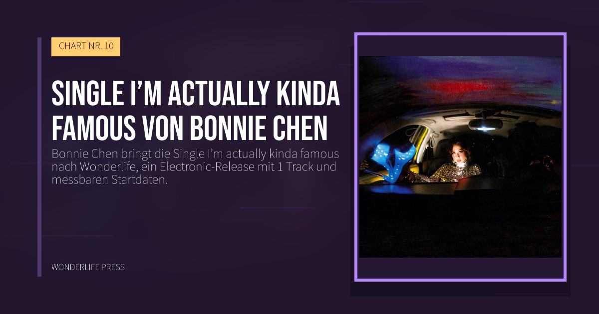 Wonderlife Press: Single I’m actually kinda famous von Bonnie Chen. Veröffentlichungscover. CHART NR. 10.