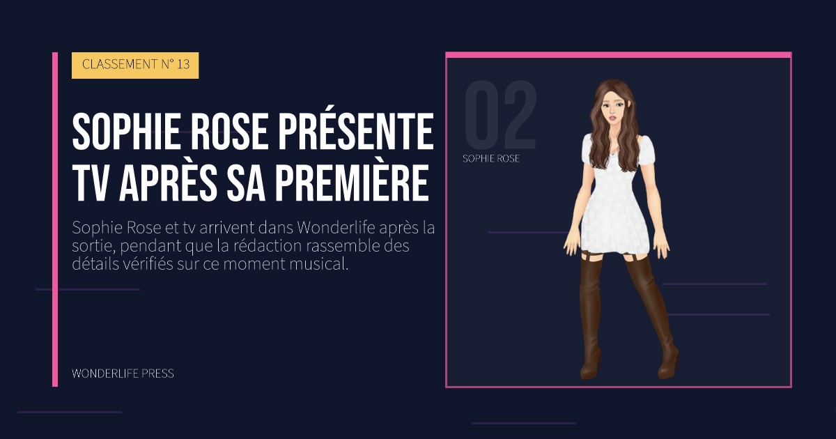 Wonderlife Press: Sophie Rose présente tv après sa première. portrait des artistes. CLASSEMENT N° 13.