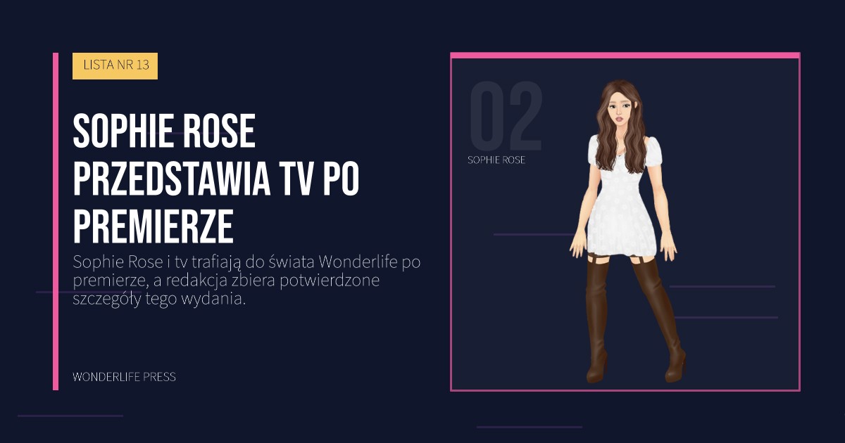 Wonderlife Press: Sophie Rose przedstawia tv po premierze. portret artystów. LISTA NR 13.