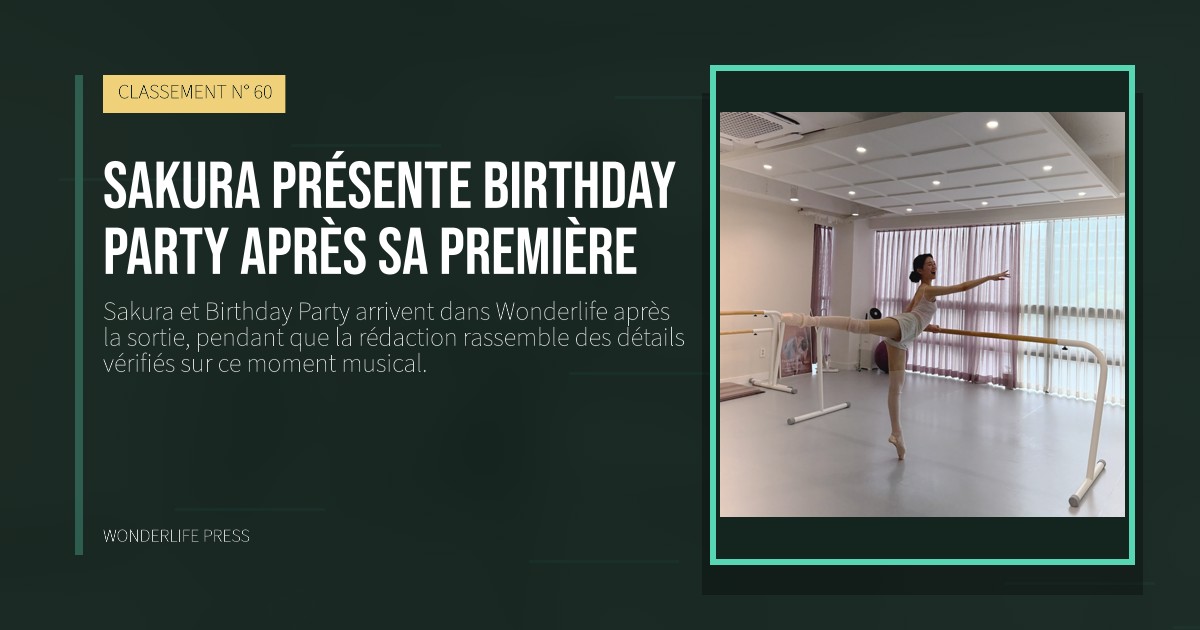 Wonderlife Press: Sakura présente Birthday Party après sa première. pochette de la sortie. CLASSEMENT N° 60.