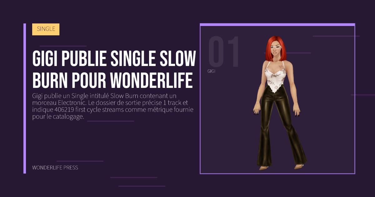 Wonderlife Press: Gigi publie single Slow Burn pour Wonderlife. portrait des artistes. SINGLE.