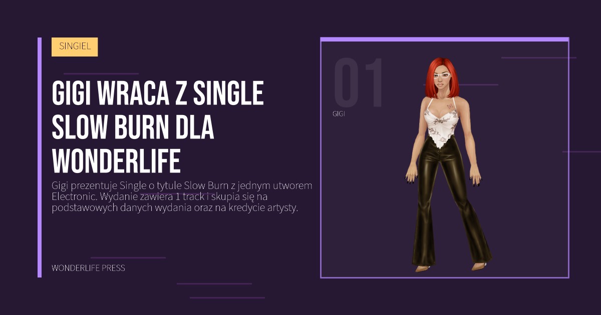 Wonderlife Press: Gigi wraca z single Slow Burn dla Wonderlife. portret artystów. SINGIEL.