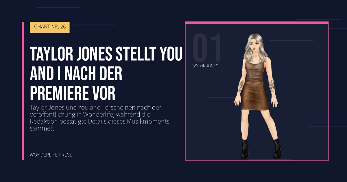 Wonderlife Press: Taylor Jones stellt You and I nach der Premiere vor. Künstlerporträt. CHART NR. 26.