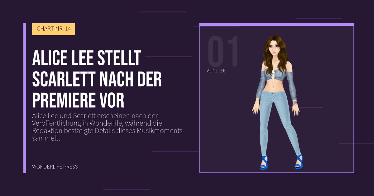 Wonderlife Press: Alice Lee stellt Scarlett nach der Premiere vor. Künstlerporträt. CHART NR. 14.