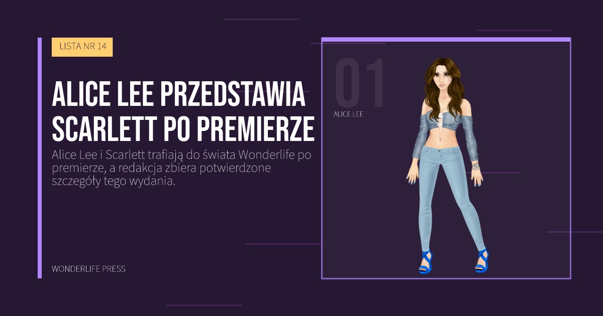 Wonderlife Press: Alice Lee przedstawia Scarlett po premierze. portret artystów. LISTA NR 14.
