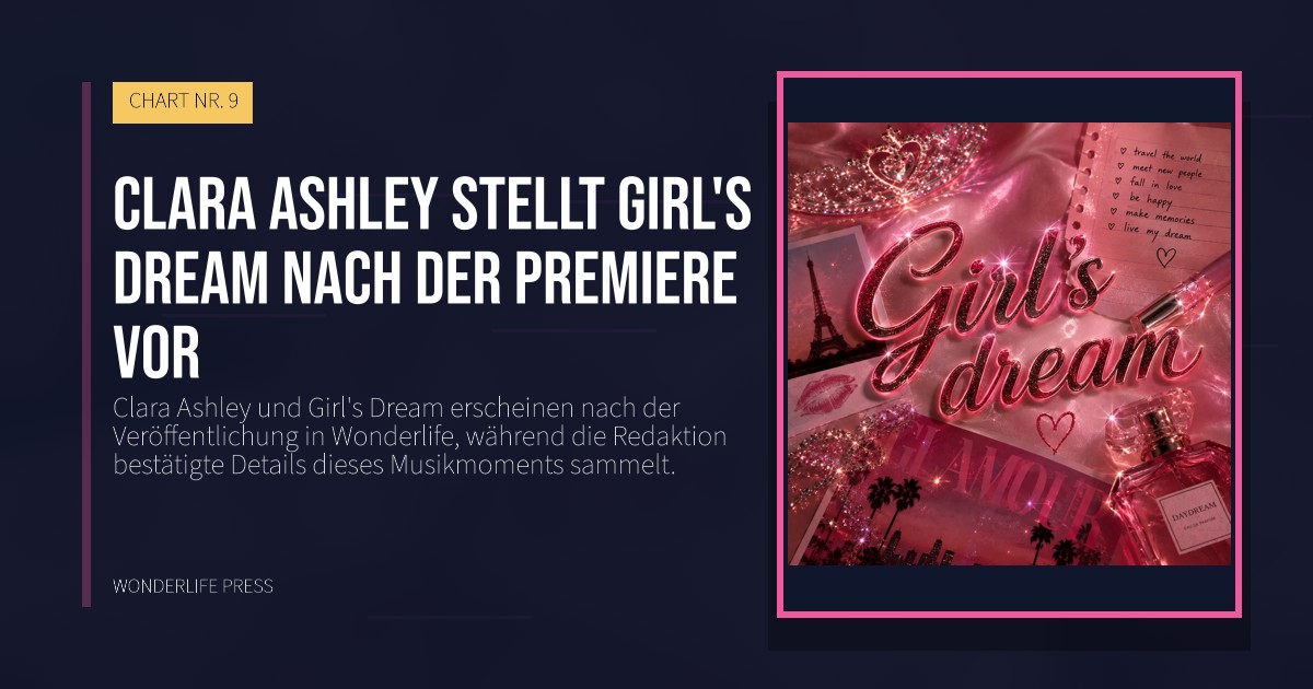 Wonderlife Press: Clara Ashley stellt Girl's Dream nach der Premiere vor. Veröffentlichungscover. CHART NR. 9.