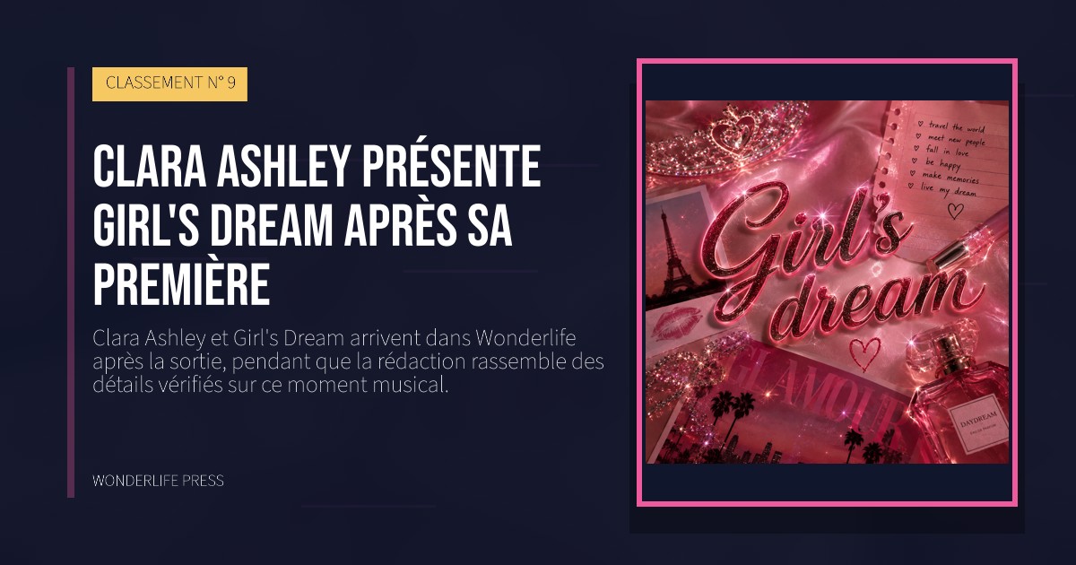 Wonderlife Press: Clara Ashley présente Girl's Dream après sa première. pochette de la sortie. CLASSEMENT N° 9.