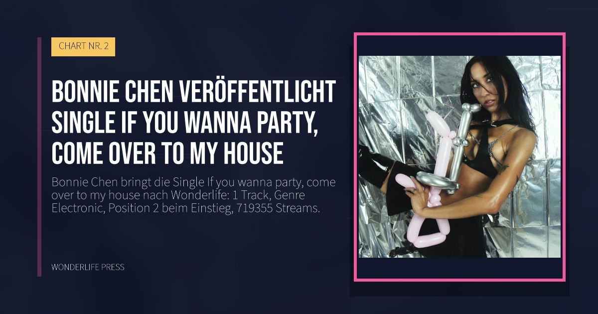 Wonderlife Press: Bonnie Chen veröffentlicht single If you wanna party, come over to my house. Veröffentlichungscover. CHART NR. 2.