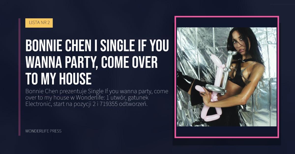 Wonderlife Press: Bonnie Chen i single If you wanna party, come over to my house. okładka wydawnictwa. LISTA NR 2.