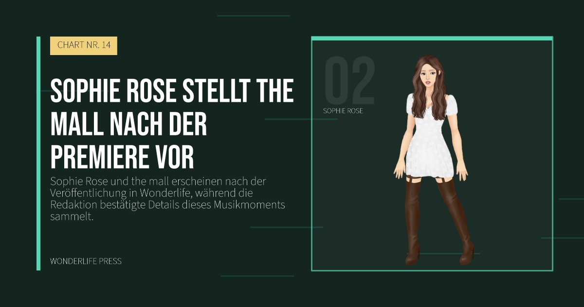 Wonderlife Press: Sophie Rose stellt the mall nach der Premiere vor. Künstlerporträt. CHART NR. 14.