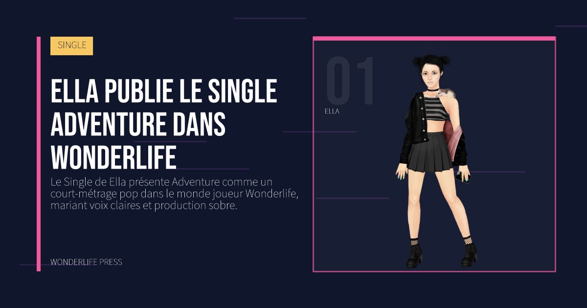 Wonderlife Press: Ella publie le single Adventure dans Wonderlife. portrait des artistes. SINGLE.