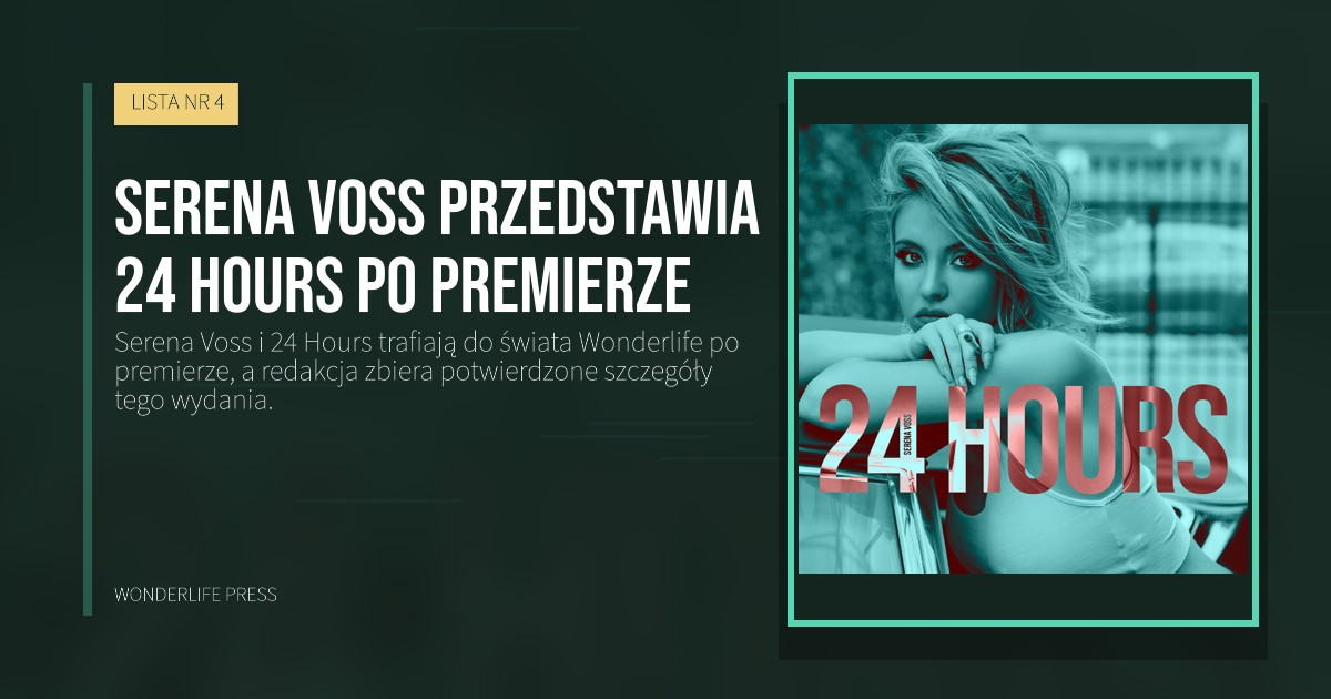 Wonderlife Press: Serena Voss przedstawia 24 Hours po premierze. okładka wydawnictwa. LISTA NR 4.