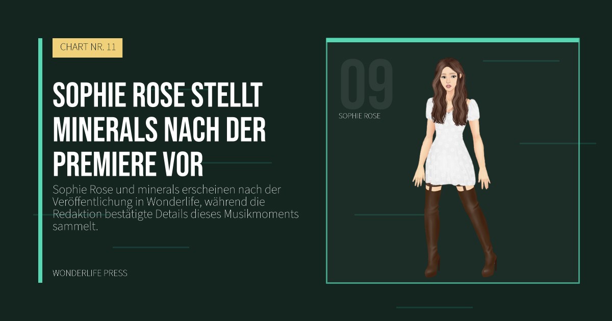 Wonderlife Press: Sophie Rose stellt minerals nach der Premiere vor. Künstlerporträt. CHART NR. 11.