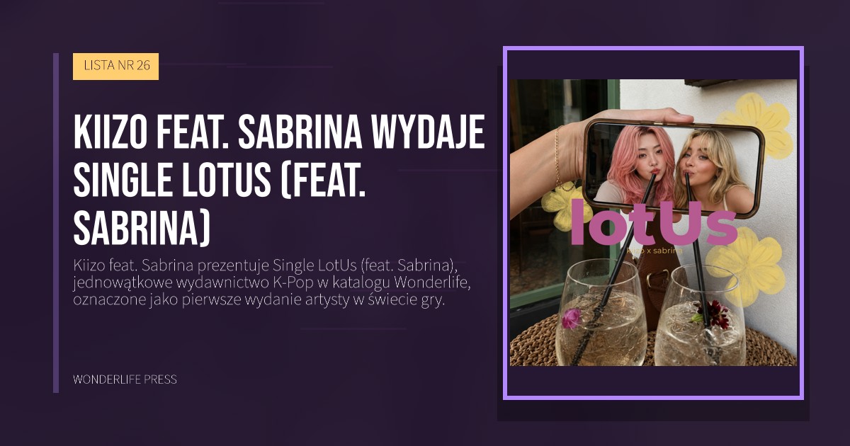 Wonderlife Press: Kiizo feat. Sabrina wydaje single LotUs (feat. Sabrina). okładka wydawnictwa. LISTA NR 26.