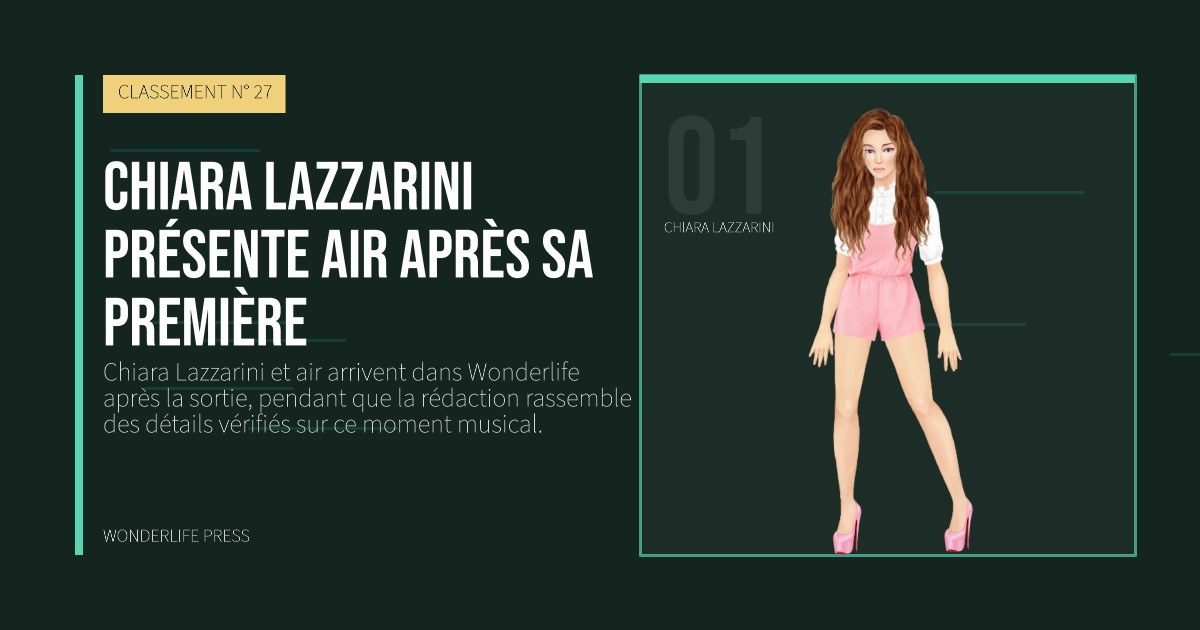 Wonderlife Press: Chiara Lazzarini présente air après sa première. portrait des artistes. CLASSEMENT N° 27.