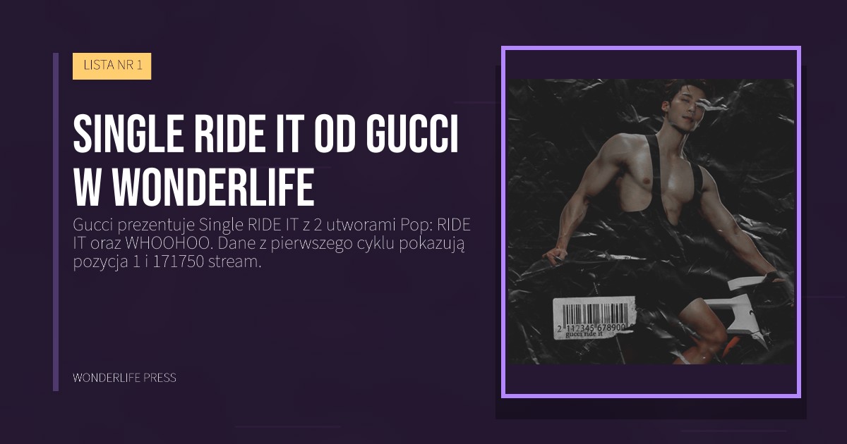 Wonderlife Press: Single RIDE IT od Gucci w Wonderlife. okładka wydawnictwa. LISTA NR 1.