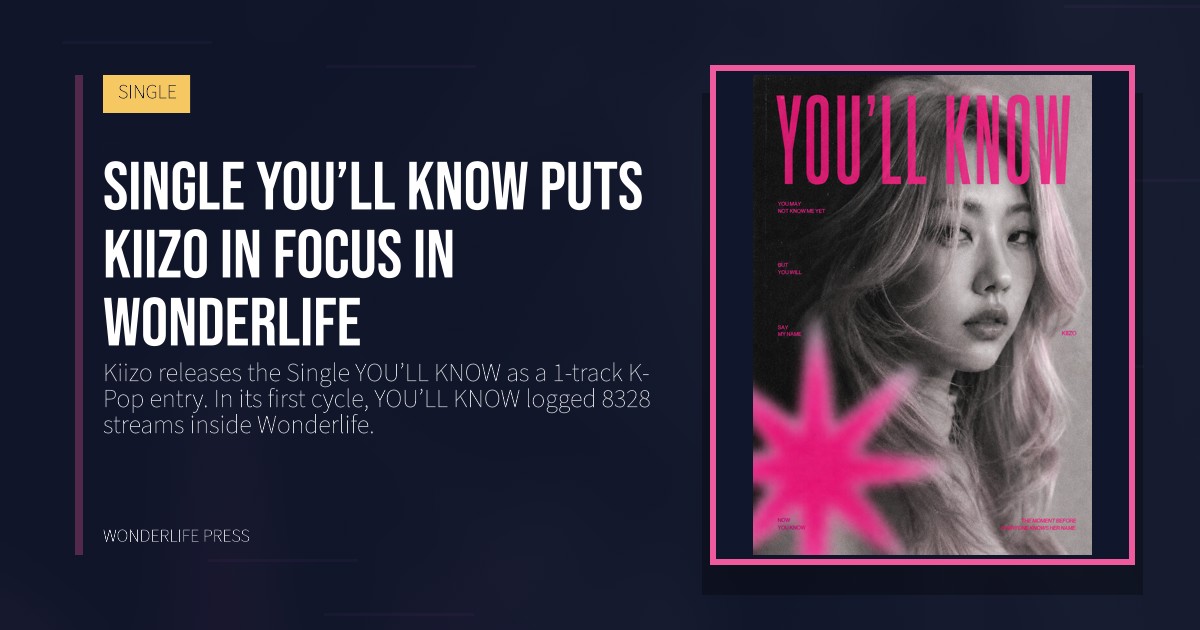 Wonderlife Press: Single YOU’LL KNOW puts Kiizo in focus in Wonderlife. release artwork. SINGLE.