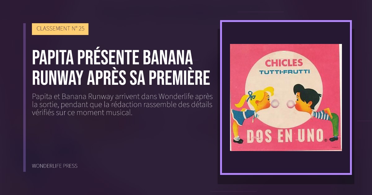 Wonderlife Press: Papita présente Banana Runway après sa première. pochette de la sortie. CLASSEMENT N° 25.