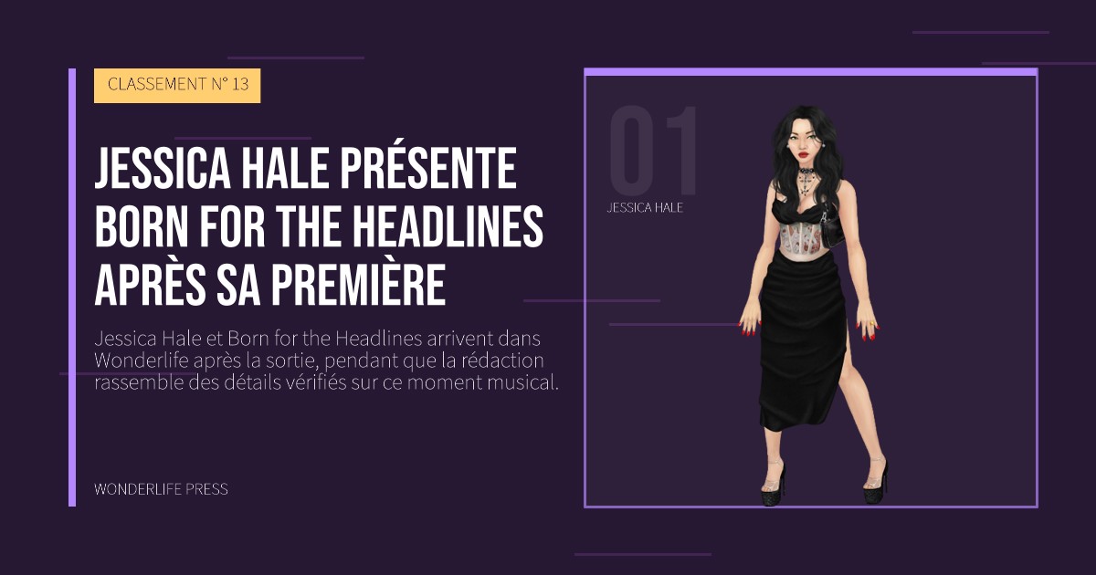 Wonderlife Press: Jessica Hale présente Born for the Headlines après sa première. portrait des artistes. CLASSEMENT N° 13.