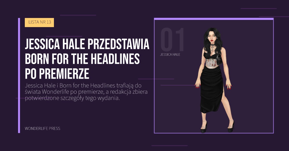 Wonderlife Press: Jessica Hale przedstawia Born for the Headlines po premierze. portret artystów. LISTA NR 13.