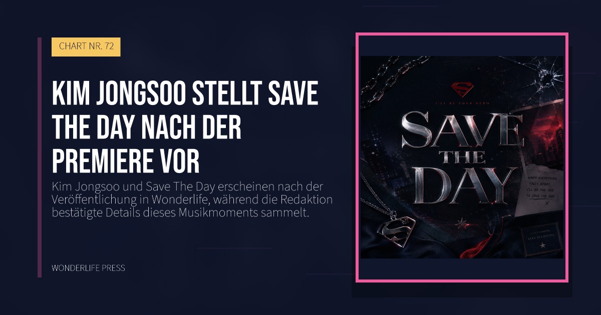 Wonderlife Press: Kim Jongsoo stellt Save The Day nach der Premiere vor. Veröffentlichungscover. CHART NR. 72.