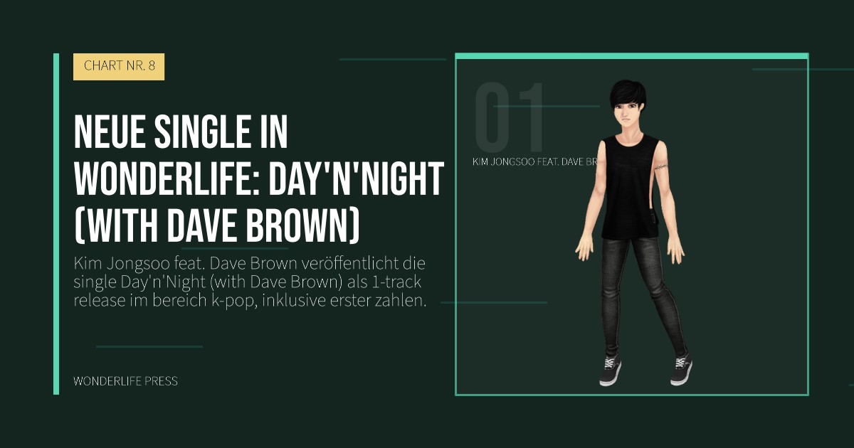 Wonderlife Press: Neue single in Wonderlife: Day'n'Night (with Dave Brown). Künstlerporträt. CHART NR. 8.