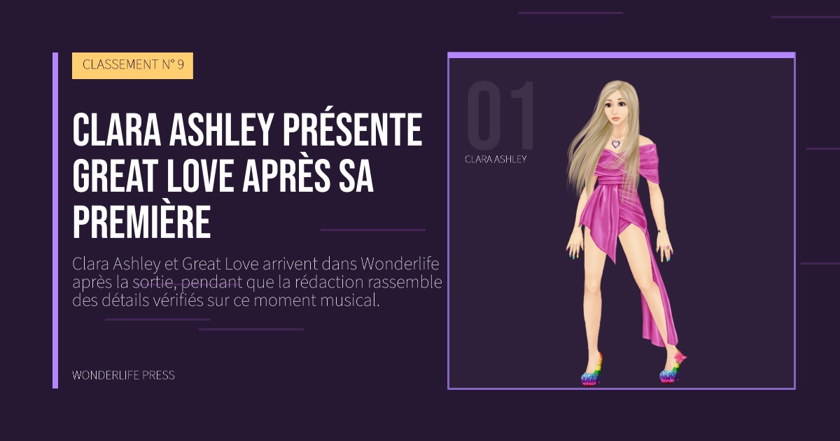 Wonderlife Press: Clara Ashley présente Great Love après sa première. portrait des artistes. CLASSEMENT N° 9.