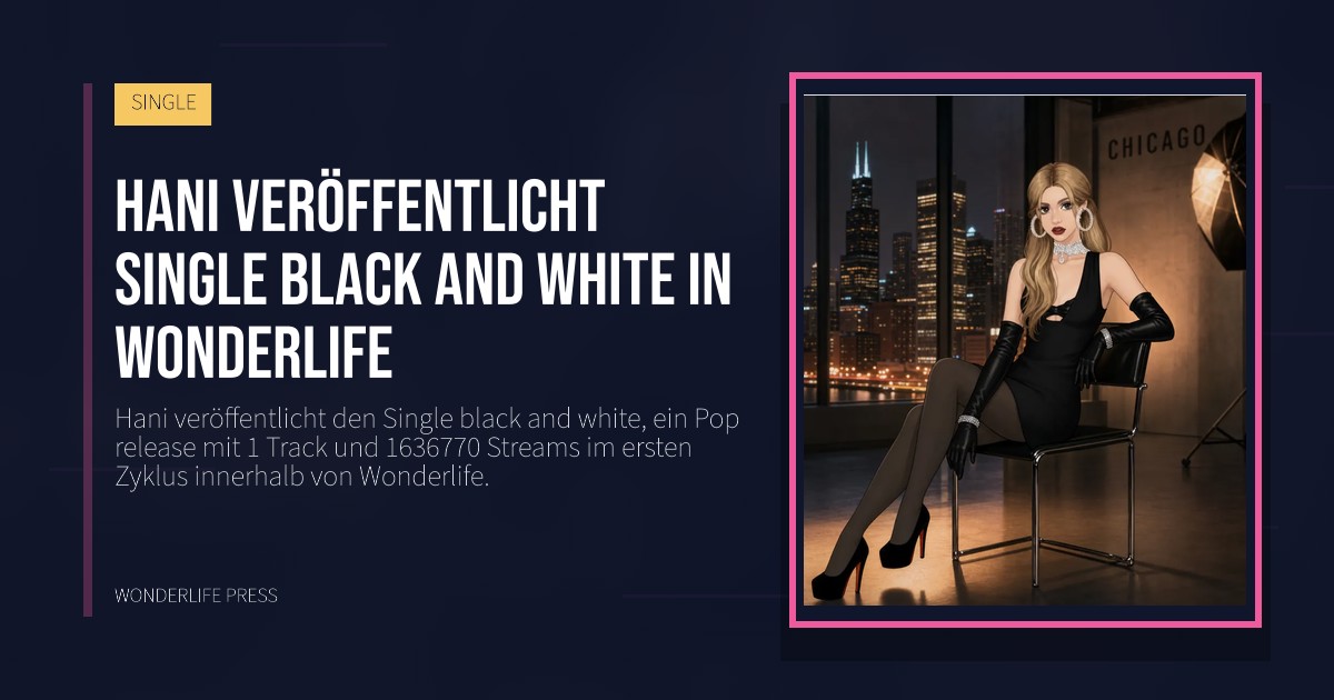 Wonderlife Press: Hani veröffentlicht Single black and white in Wonderlife. Veröffentlichungscover. SINGLE.