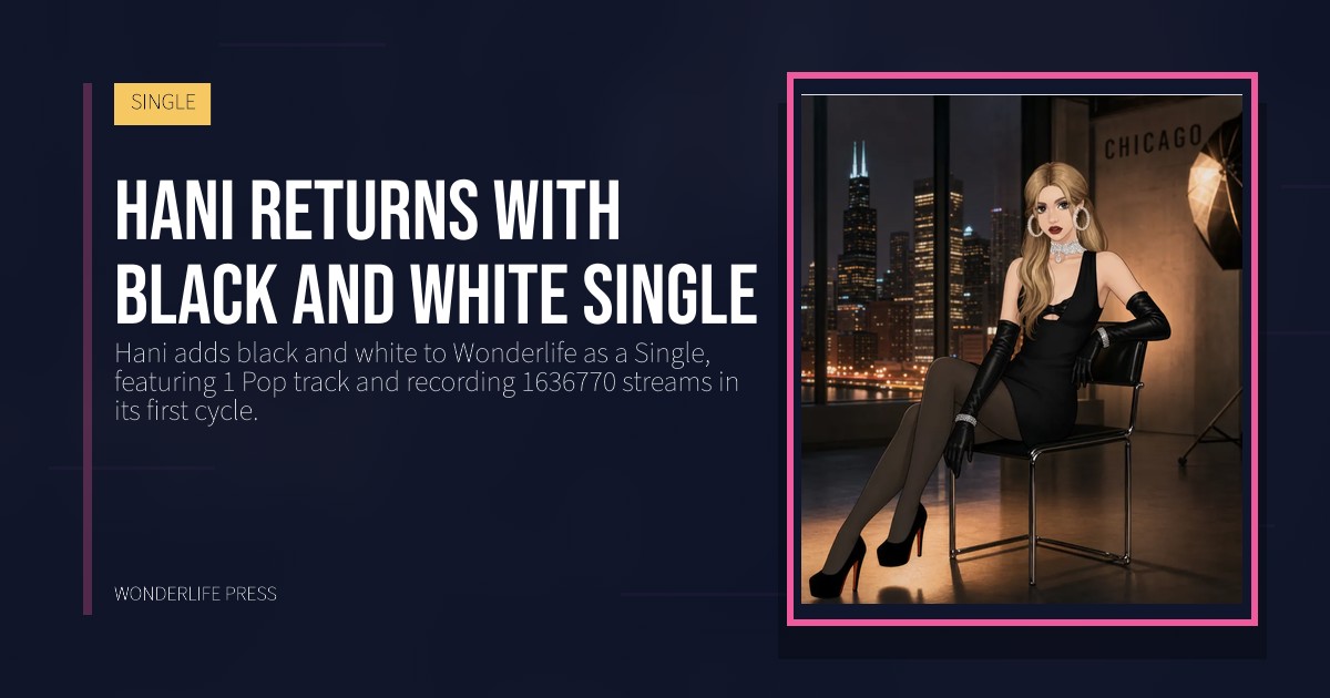Wonderlife Press: Hani returns with black and white Single. release artwork. SINGLE.