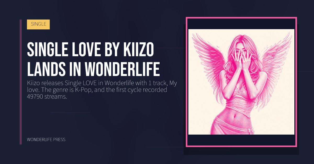 Wonderlife Press: Single LOVE by Kiizo lands in Wonderlife. release artwork. SINGLE.