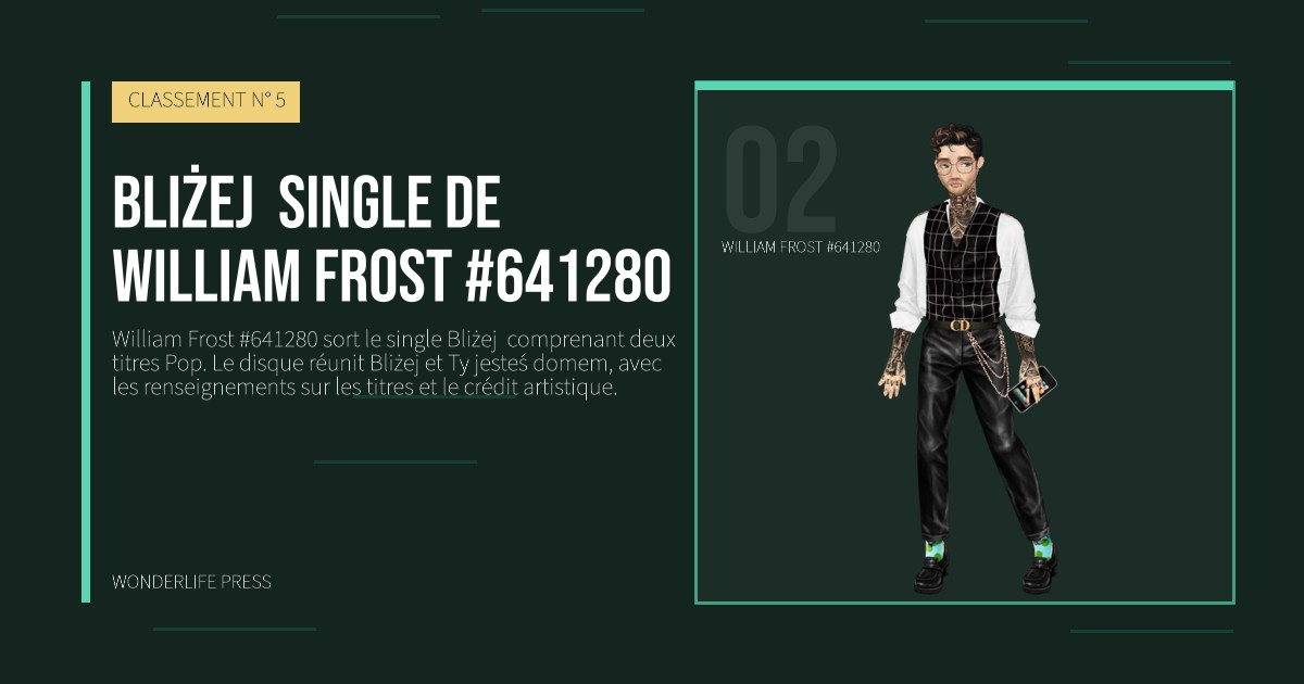 Wonderlife Press: Bliżej  single de William Frost #641280. portrait des artistes. CLASSEMENT N° 5.