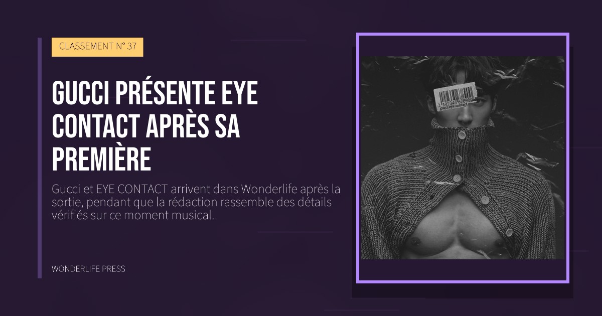 Wonderlife Press: Gucci présente EYE CONTACT après sa première. pochette de la sortie. CLASSEMENT N° 37.