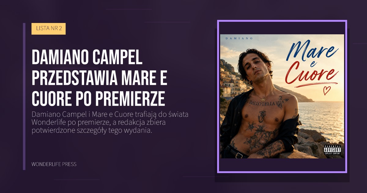 Wonderlife Press: Damiano Campel przedstawia Mare e Cuore po premierze. okładka wydawnictwa. LISTA NR 2.