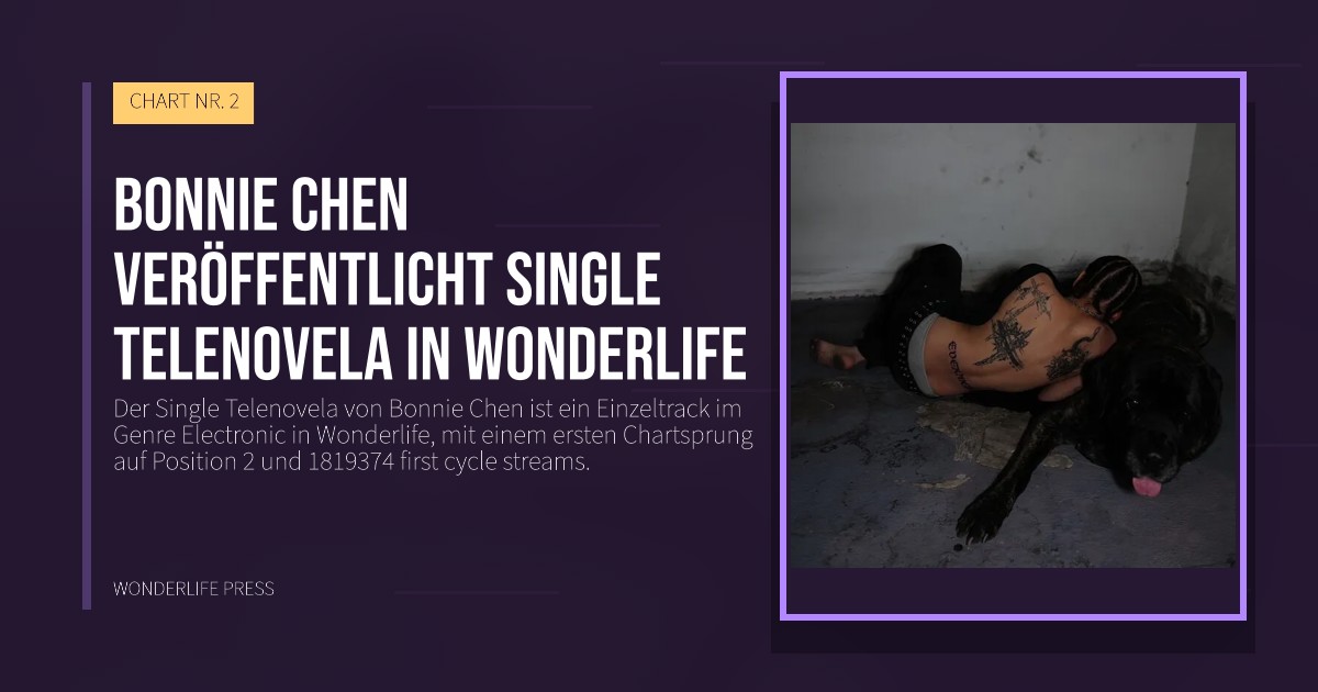 Wonderlife Press: Bonnie Chen veröffentlicht single Telenovela in Wonderlife. Veröffentlichungscover. CHART NR. 2.