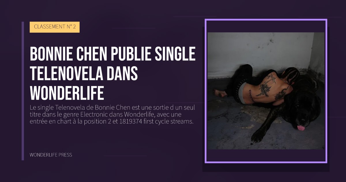 Wonderlife Press: Bonnie Chen publie single Telenovela dans Wonderlife. pochette de la sortie. CLASSEMENT N° 2.