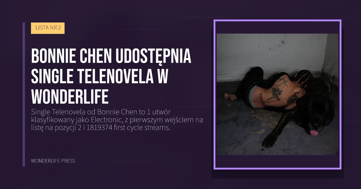 Wonderlife Press: Bonnie Chen udostępnia single Telenovela w Wonderlife. okładka wydawnictwa. LISTA NR 2.