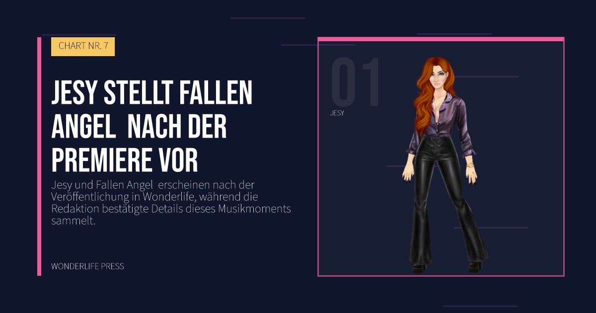 Wonderlife Press: Jesy stellt Fallen Angel  nach der Premiere vor. Künstlerporträt. CHART NR. 7.