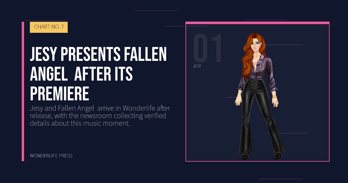 Wonderlife Press: Jesy presents Fallen Angel  after its premiere. artist portrait. CHART NO. 7.