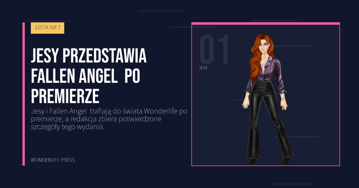 Wonderlife Press: Jesy przedstawia Fallen Angel  po premierze. portret artystów. LISTA NR 7.