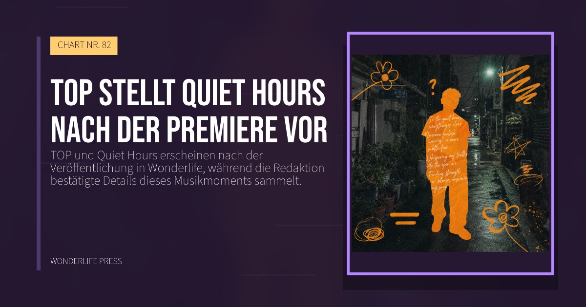 Wonderlife Press: TOP stellt Quiet Hours nach der Premiere vor. Veröffentlichungscover. CHART NR. 82.