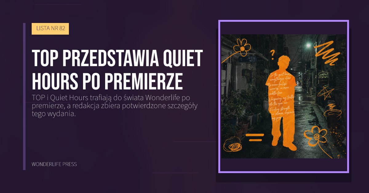 Wonderlife Press: TOP przedstawia Quiet Hours po premierze. okładka wydawnictwa. LISTA NR 82.